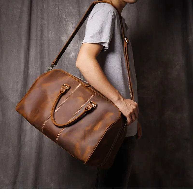 Leather Travel Tote with 14-Inch Laptop Compartment