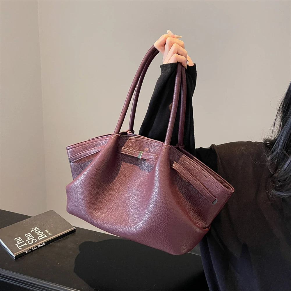 Women's Textured Leather Shoulder Tote