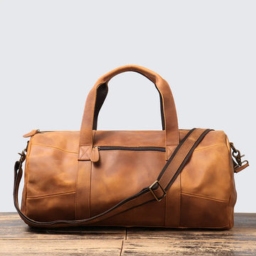Leather Duffel Bag – Vintage Weekender Travel & Gym Tote