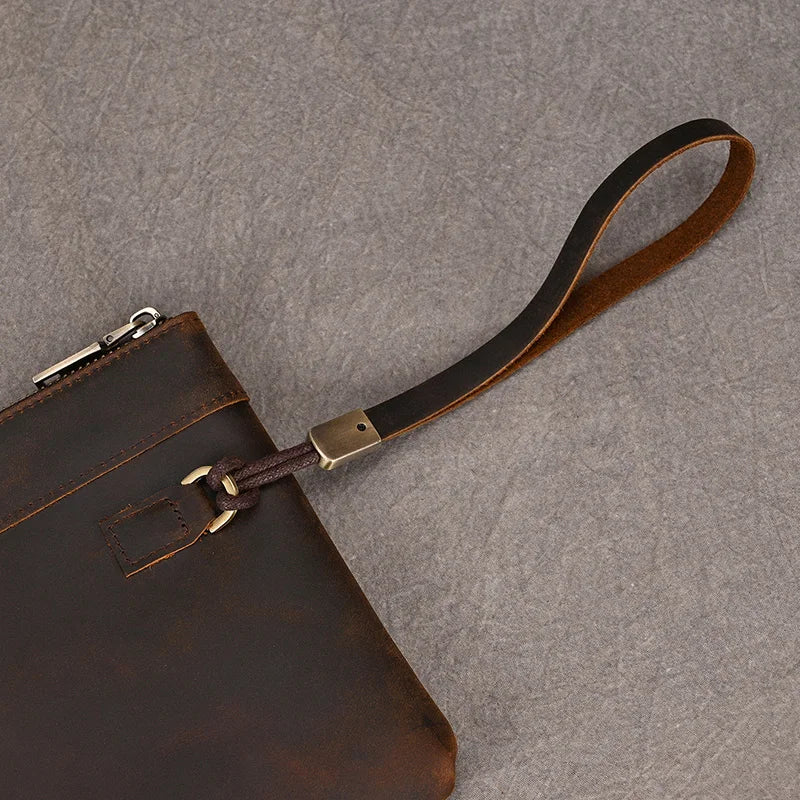 Men's Genuine Leather Clutch Wallet 7.9" iPad Soft Leather Hand Purse