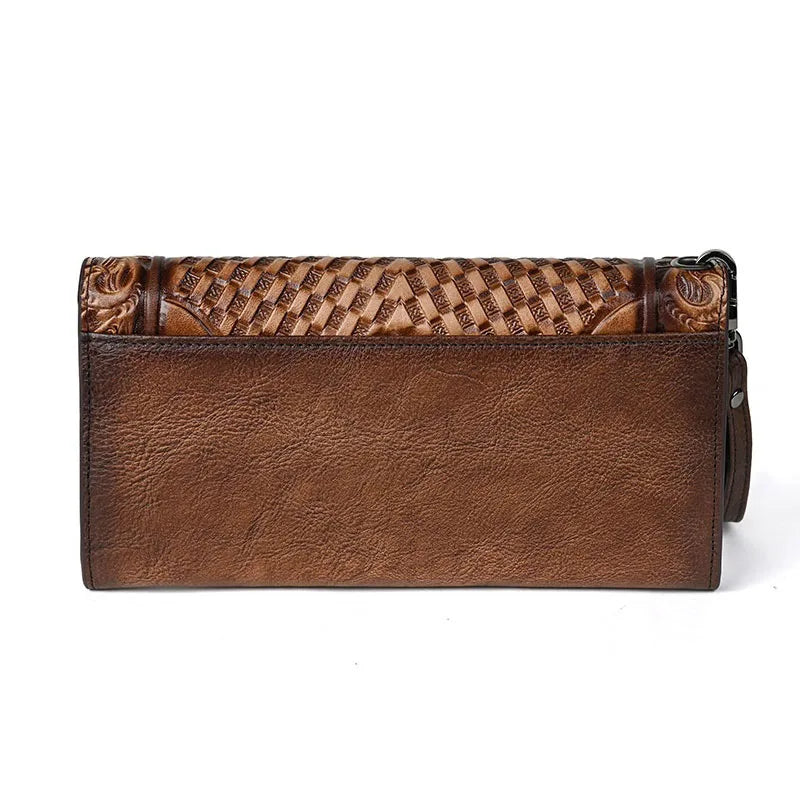 Leather Wallet for Women – Floral Embossed Clutch Purse