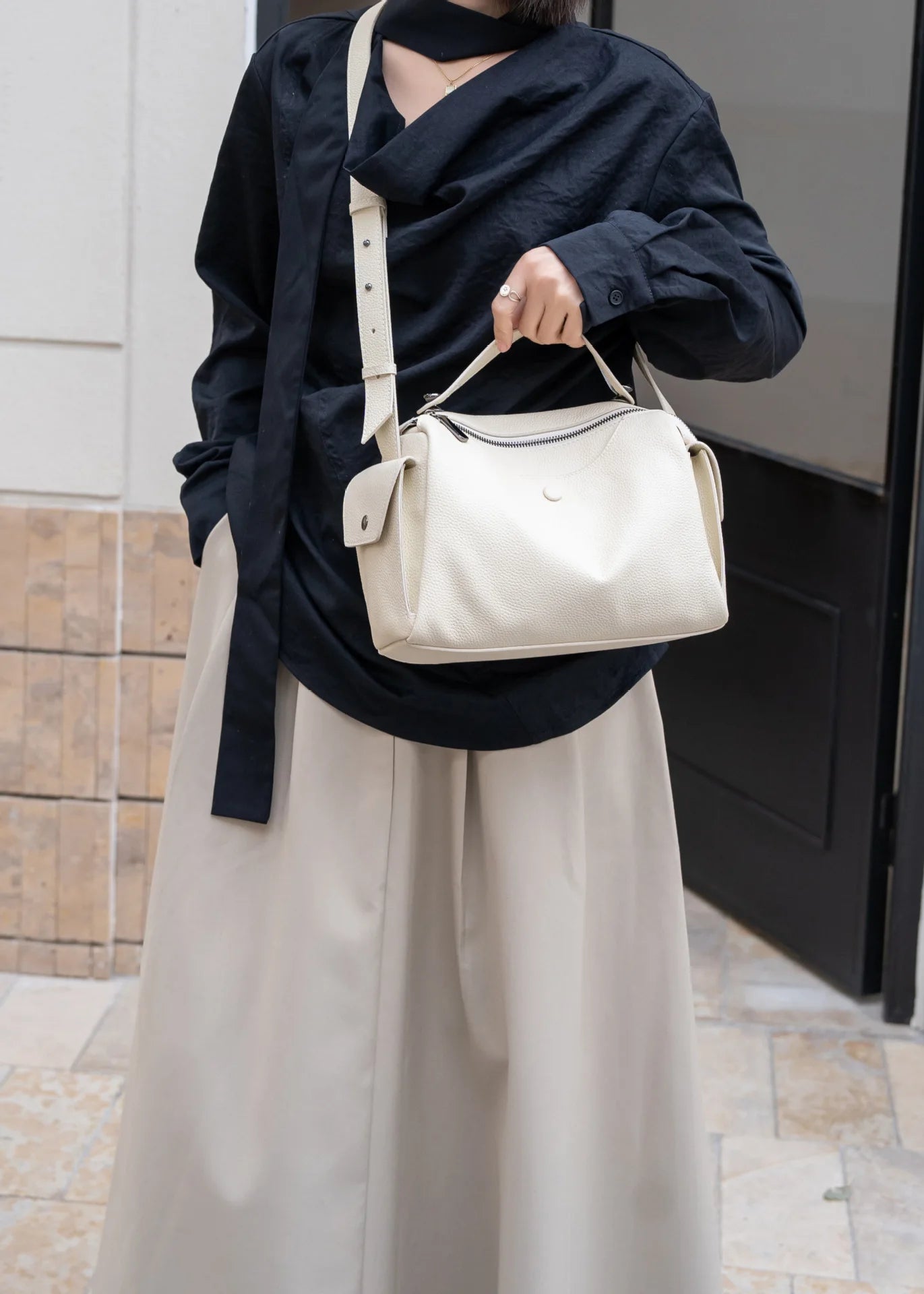 Beige Togo Leather Boston Tote - KQ Premium 2026