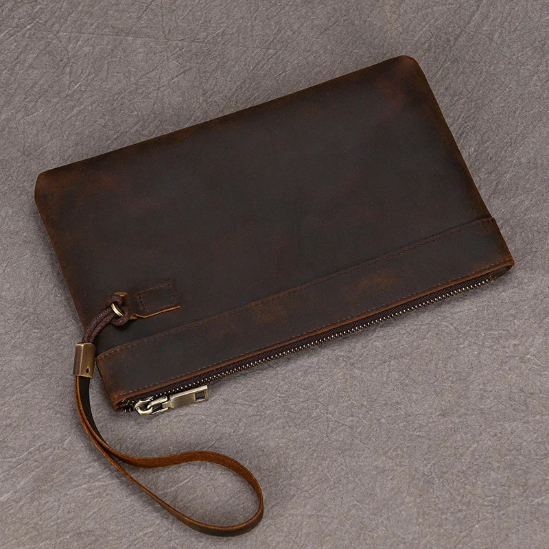 Men's Genuine Leather Clutch Wallet 7.9" iPad Soft Leather Hand Purse