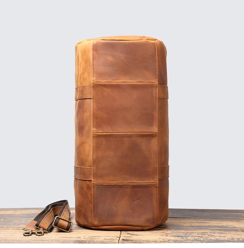 Leather Duffel Bag – Vintage Weekender Travel & Gym Tote