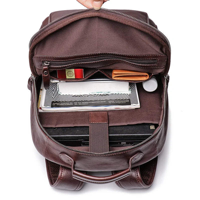 Leather Backpack with Laptop Compartment - Travel & Work