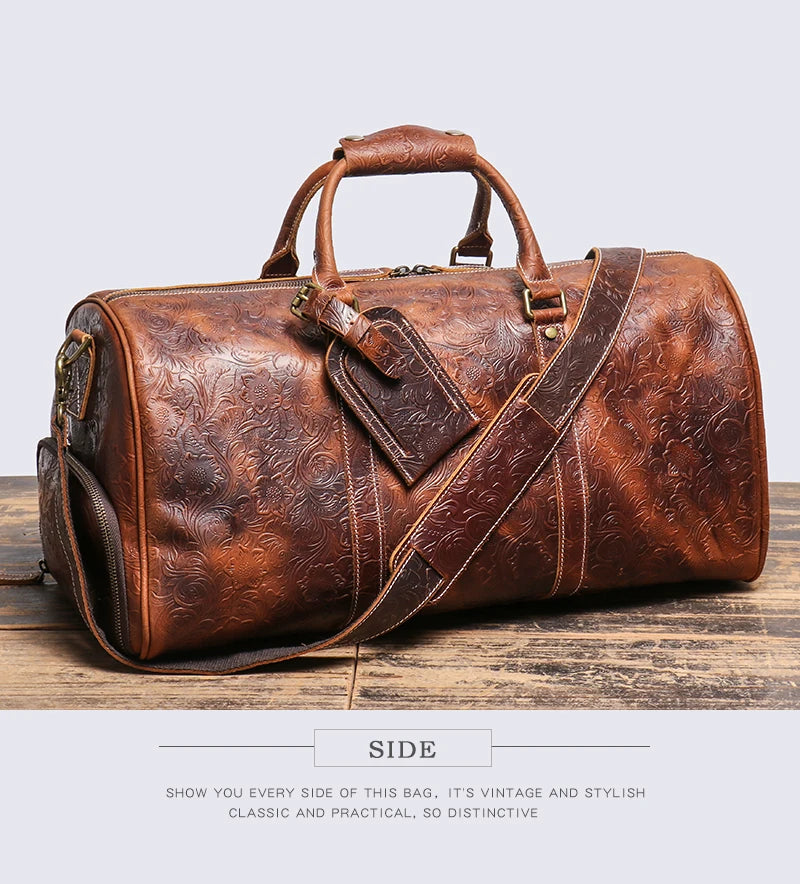 Leather Travel Duffel Bag – Large Capacity Weekend Gym Bag