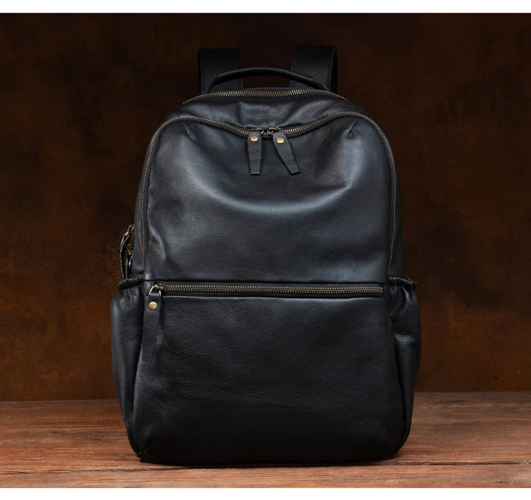 Leather Backpack – Large Capacity Travel & Laptop Bag 15.6 Inch