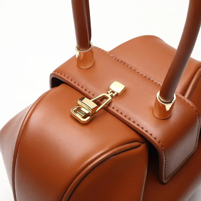 Women's Leather Dumpling Clutch - Khaki