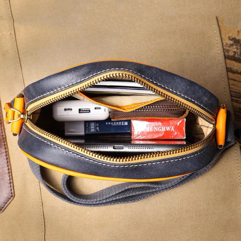 Genuine Leather Crossbody Bag with iPad Compartment