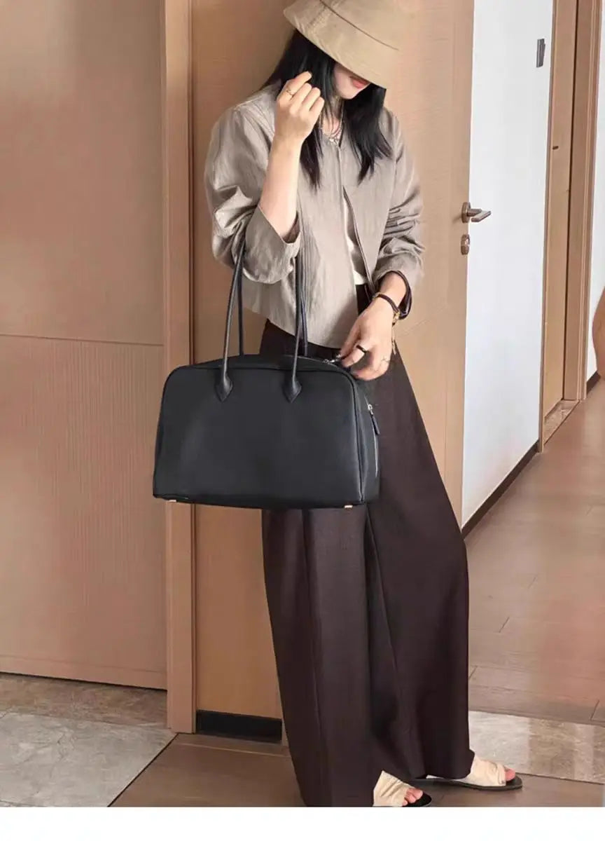 Leather Tote Bag with Shoulder Strap