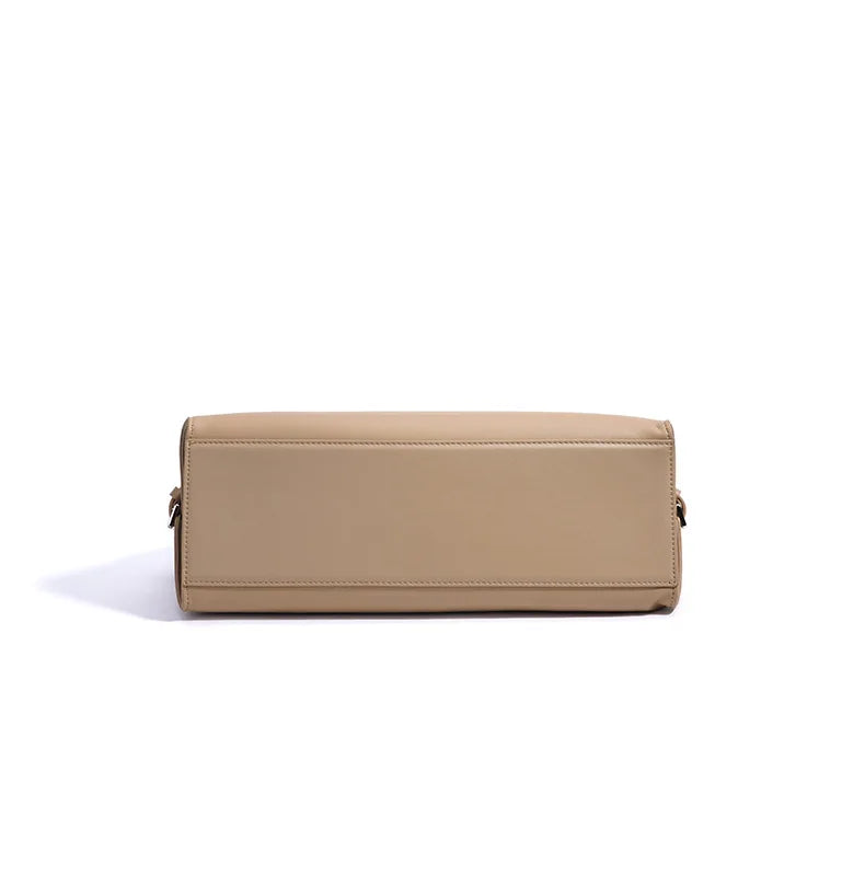 Beige Split Leather Business Tote | KQ Premium