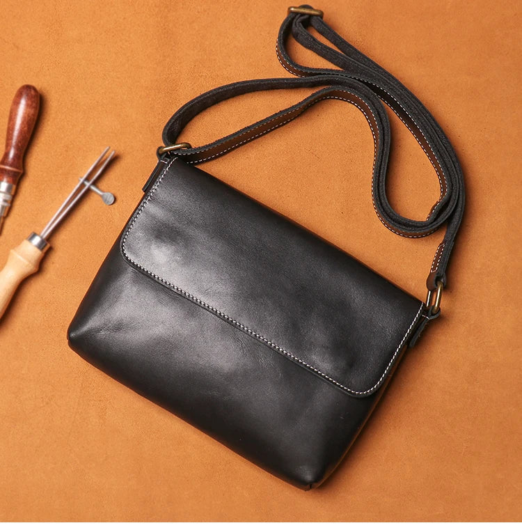 Leather Crossbody Bag – Cowhide Shoulder Bag Magnetic Closure