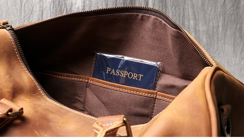 Leather Travel Duffel Bag - Large Capacity Carry-On Weekender