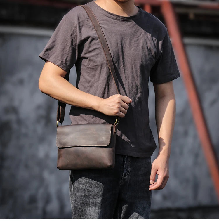 Leather Crossbody Bag – Cowhide Shoulder Bag Magnetic Closure
