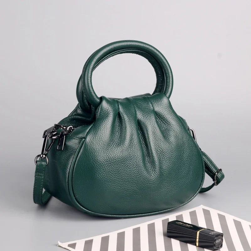 Beige Ruched Dumpling Crossbody Bag