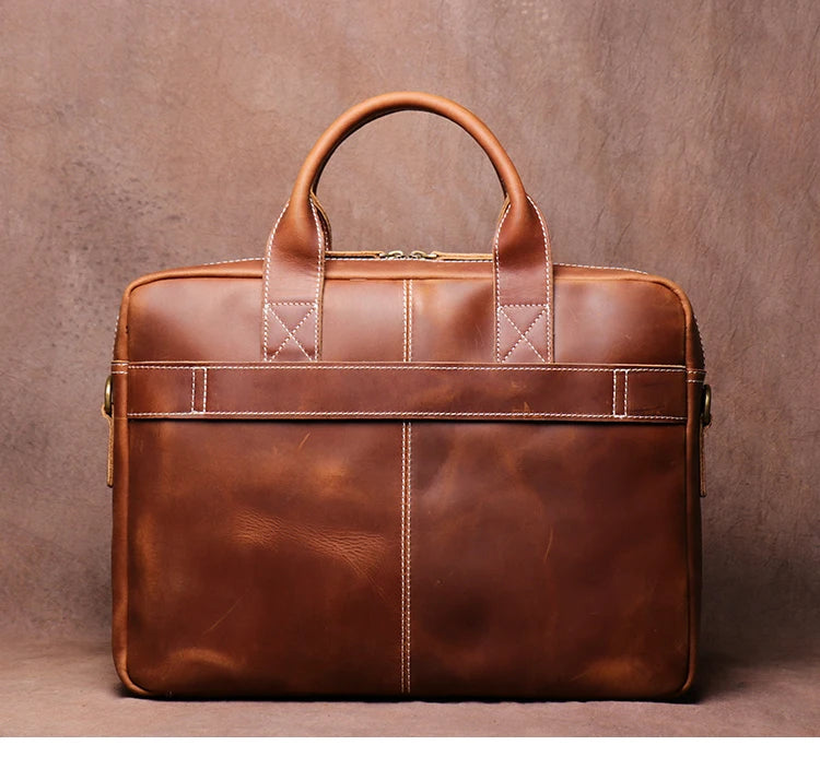 Leather Briefcase 15.6" Laptop Bag – Vintage Business Messenger