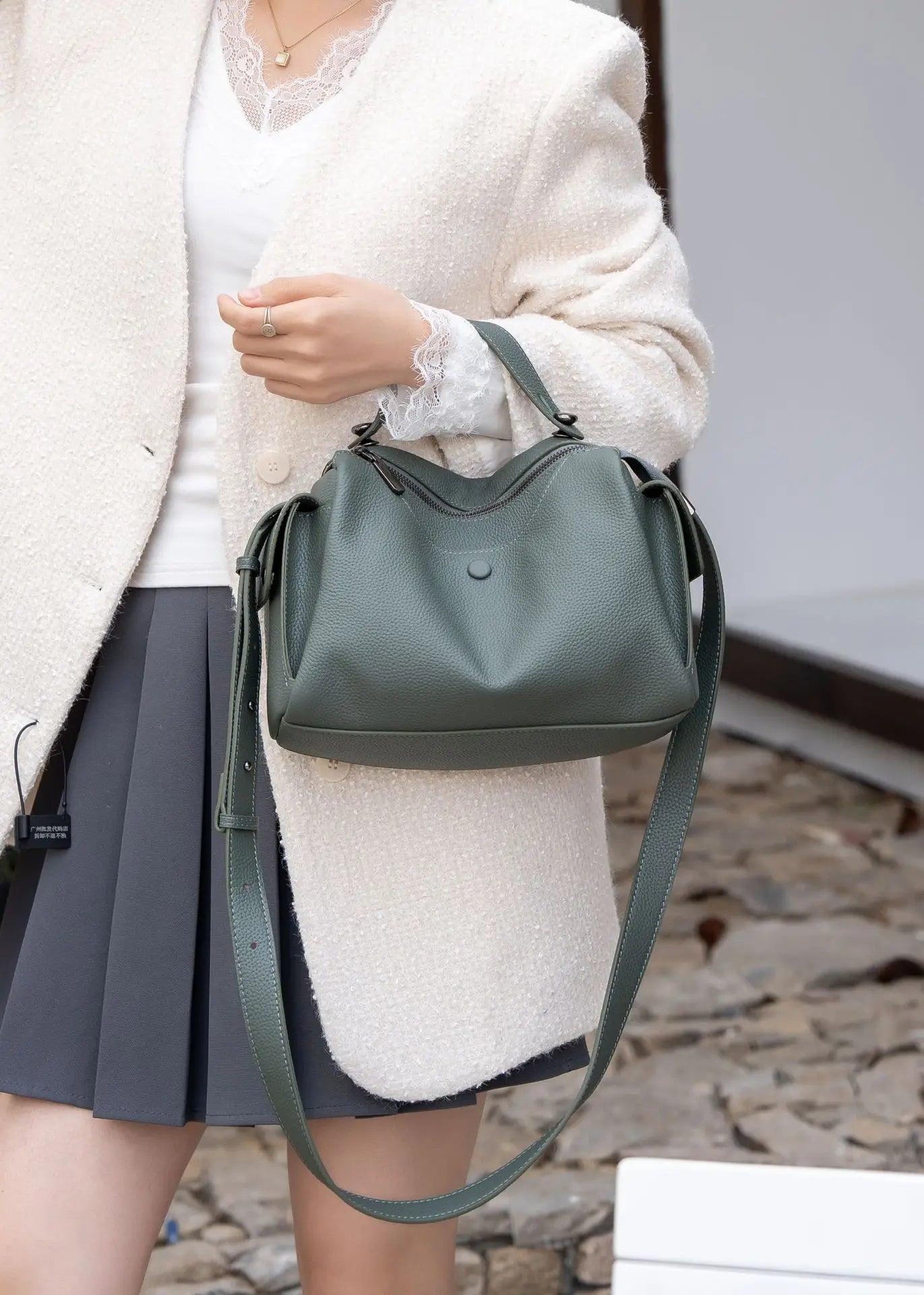 Beige Togo Leather Boston Tote - KQ Premium 2026