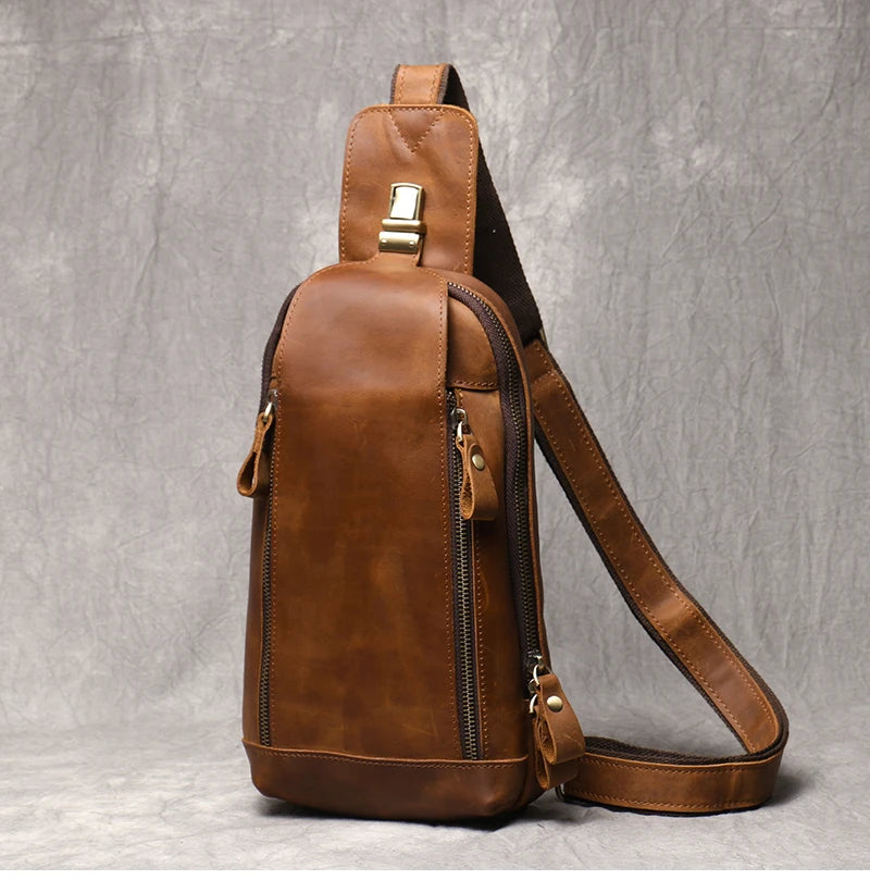 Leather Crossbody Bag – Vintage Sling Bag for iPad & Essentials