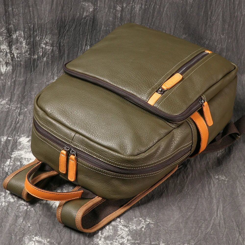 Leather Backpack with Laptop Compartment - 15 Inch Travel Bag