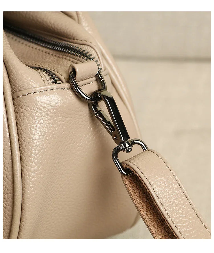 Beige Ruched Dumpling Crossbody Bag