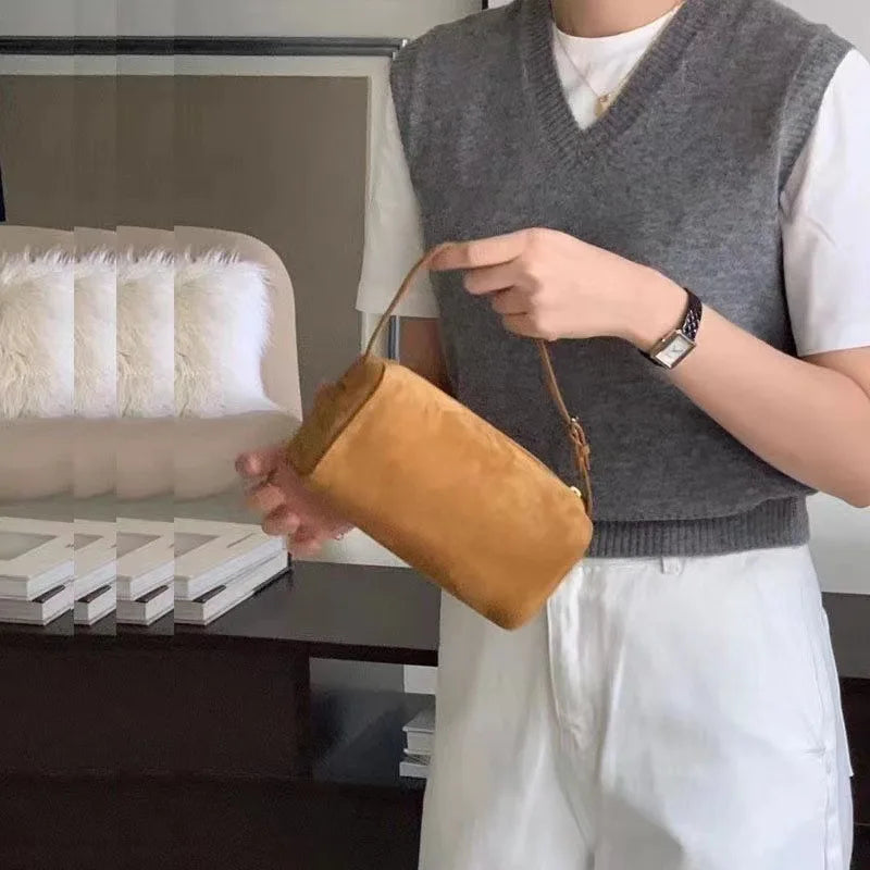 90s Suede Leather Pen Bag - Mini Crossbody