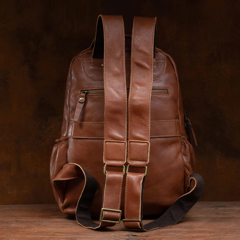 Leather Backpack – Large Capacity Travel & Laptop Bag 15.6 Inch