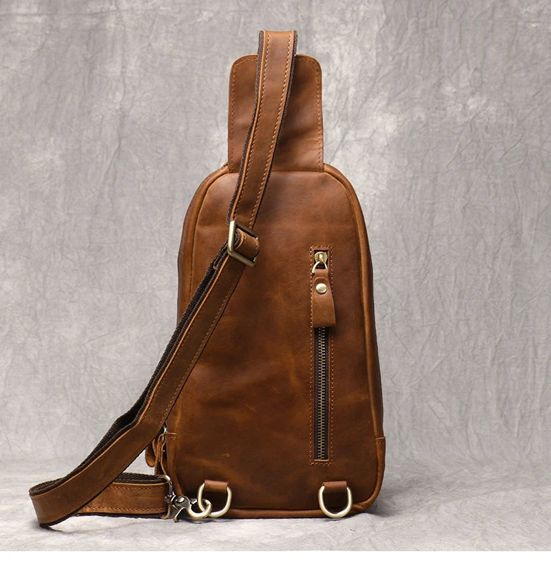 Leather Crossbody Bag – Vintage Sling Bag for iPad & Essentials