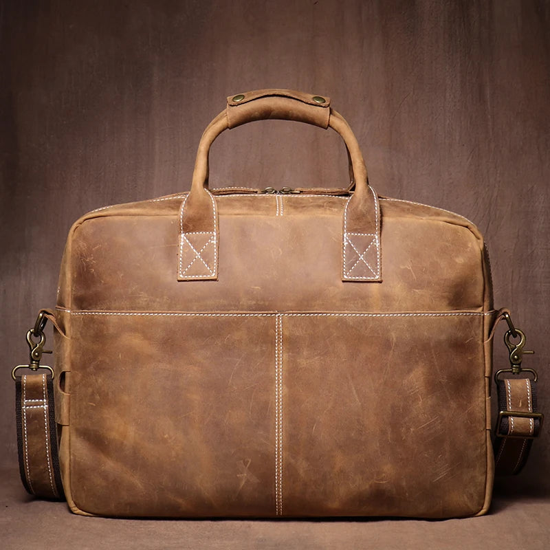 Leather Briefcase 16 Inch Laptop Bag for Men Business Travel