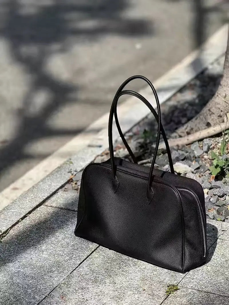 Leather Tote Bag with Shoulder Strap