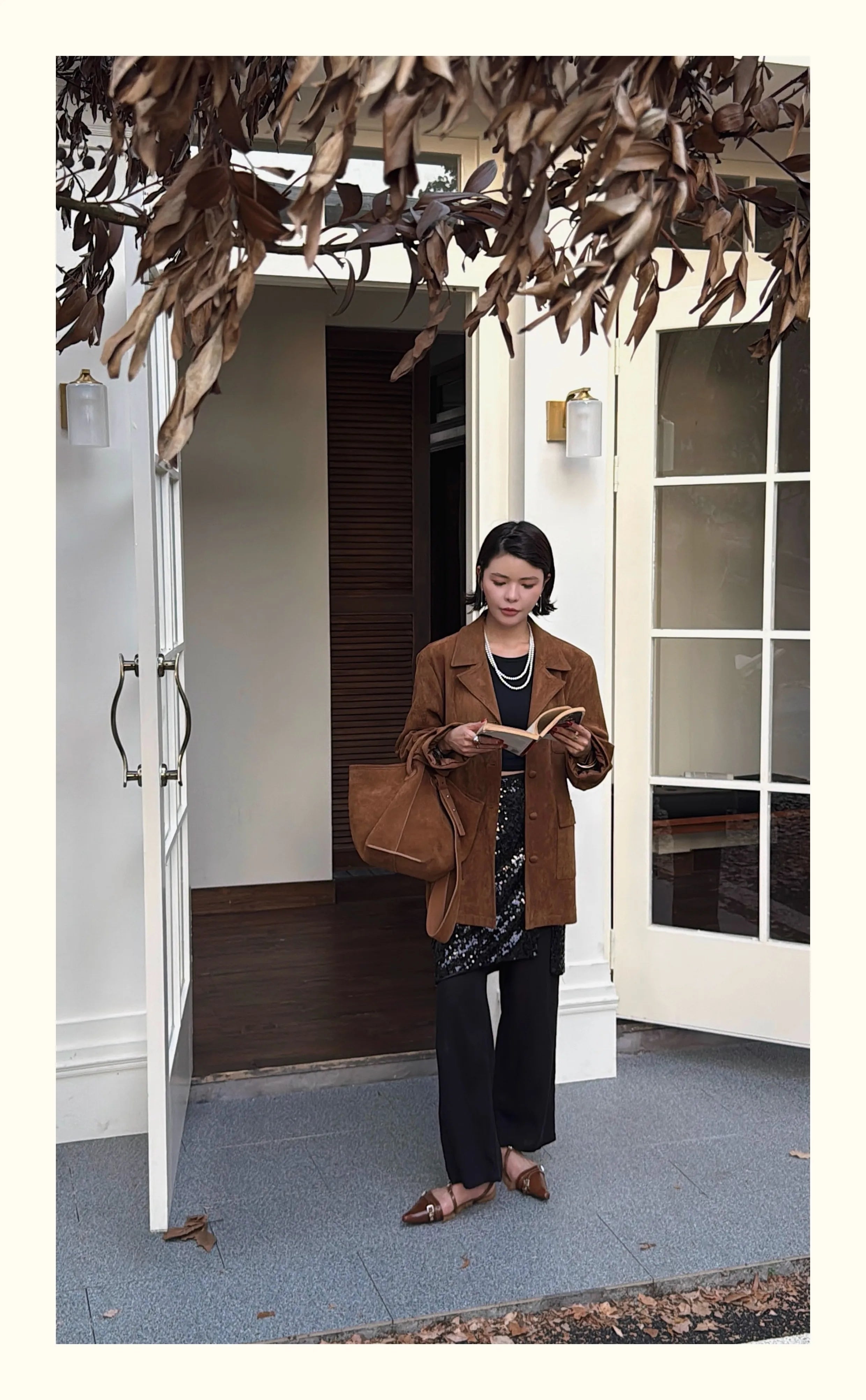 Amy Green Suede Satchel Tote