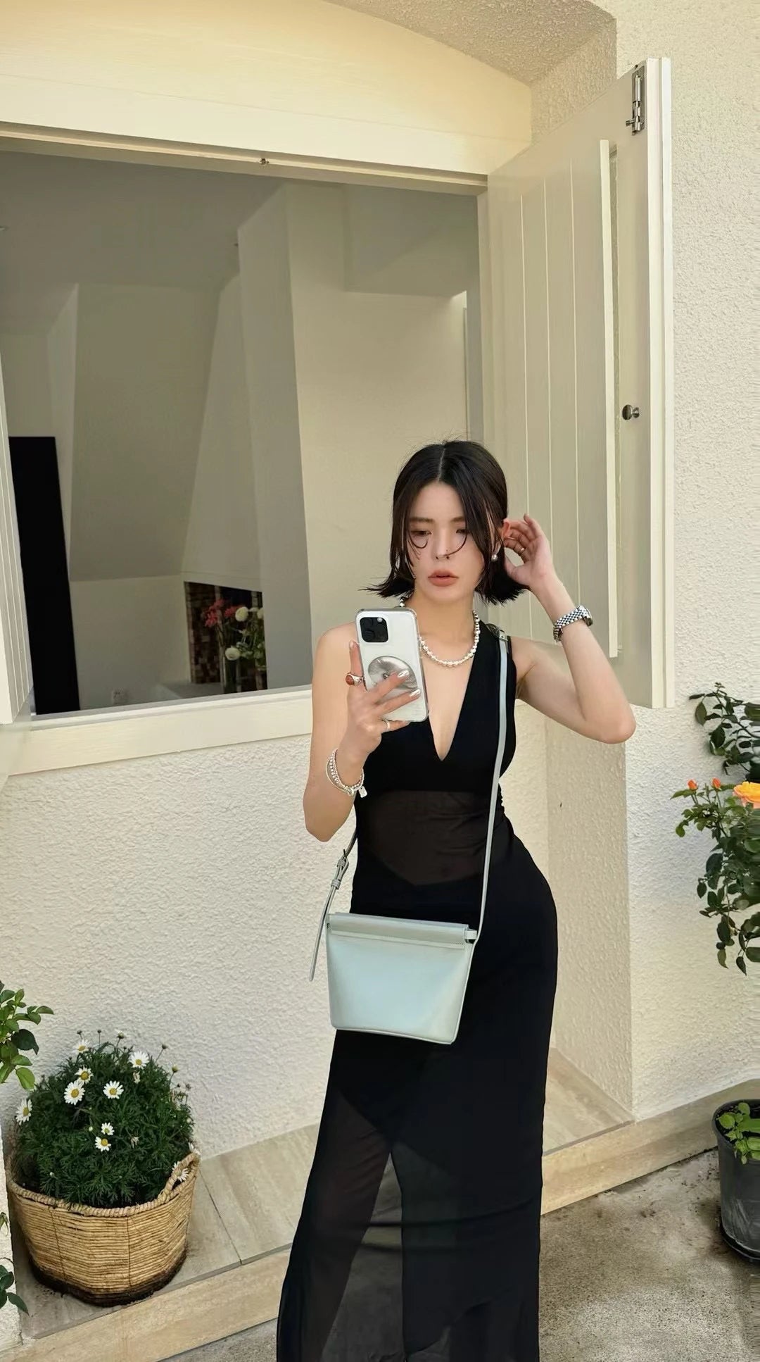 Beige Glossy Leather Flap Crossbody | KQ Premium