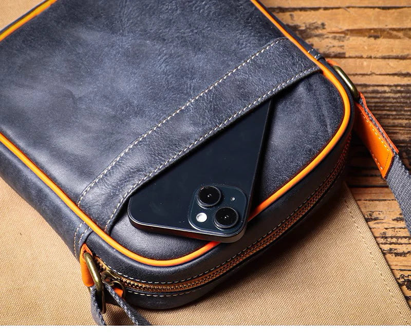 Genuine Leather Crossbody Bag with iPad Compartment