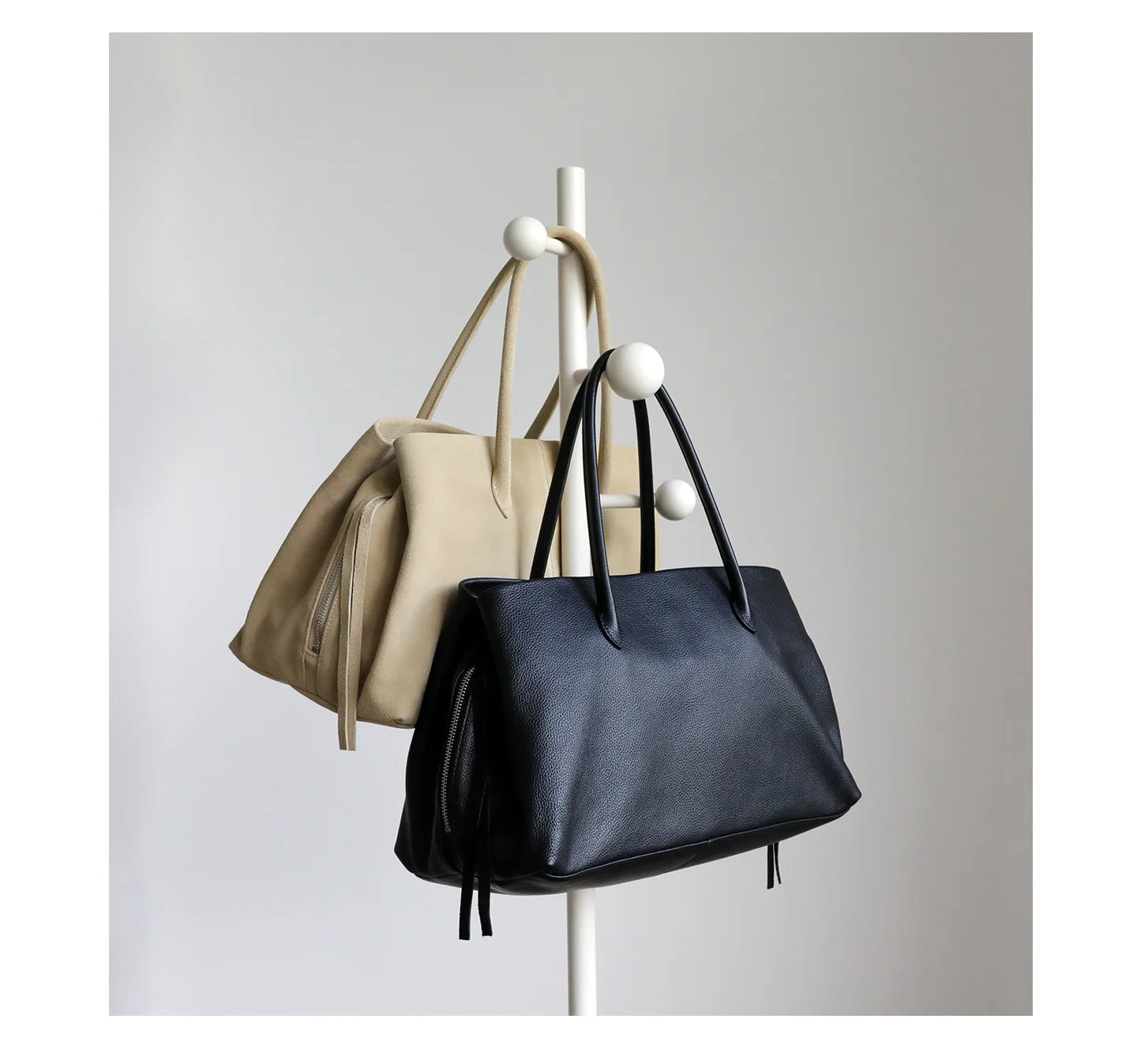 Apricot Suede Multi-Layer Tote - Large Commuter Handbag