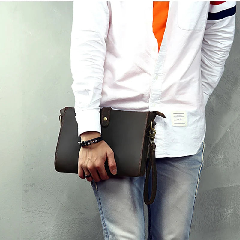 Men's Leather Clutch Wristlet 7.9" iPad Organizer