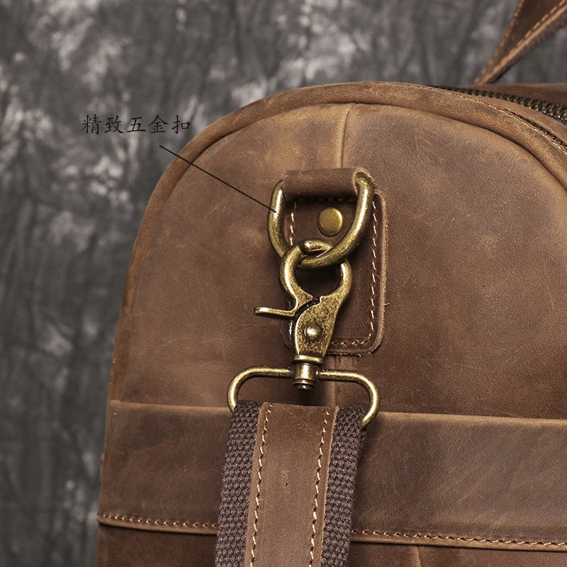 Leather Travel Bag – Large Capacity Weekend Duffel with Strap