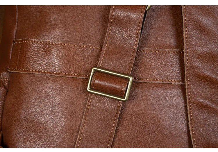 Leather Backpack – Large Capacity Travel & Laptop Bag 15.6 Inch