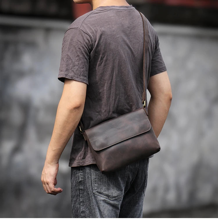 Leather Crossbody Bag – Cowhide Shoulder Bag Magnetic Closure