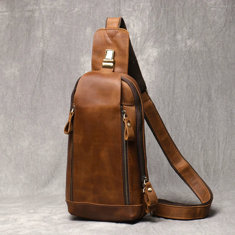 Leather Crossbody Bag – Vintage Sling Bag for iPad & Essentials