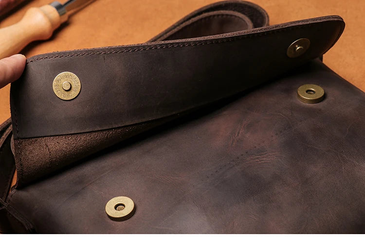 Leather Crossbody Bag – Cowhide Shoulder Bag Magnetic Closure