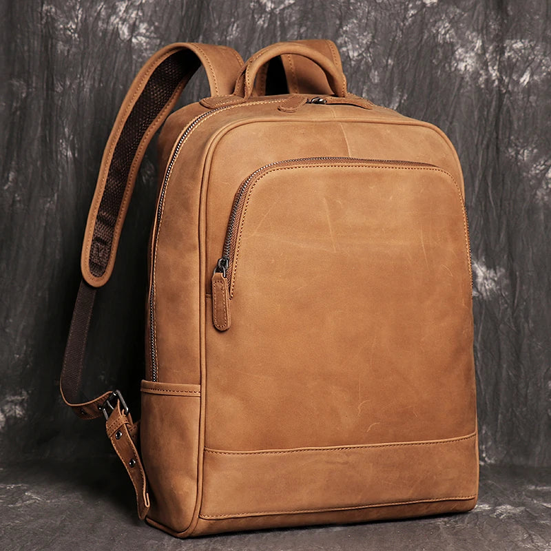 Leather Backpack with Laptop Compartment - Travel & Work