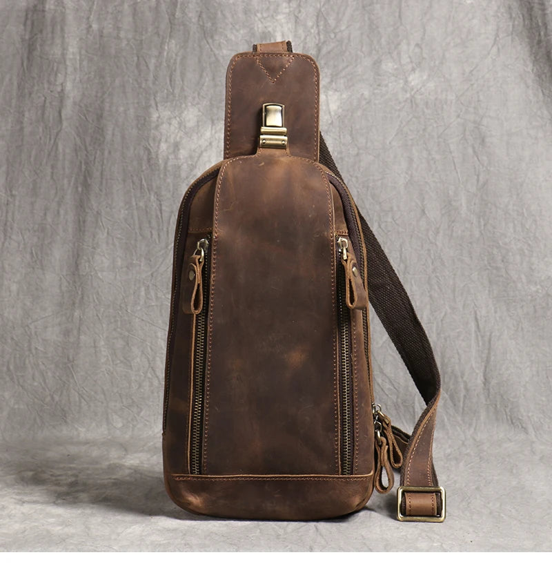 Leather Crossbody Bag – Vintage Sling Bag for iPad & Essentials