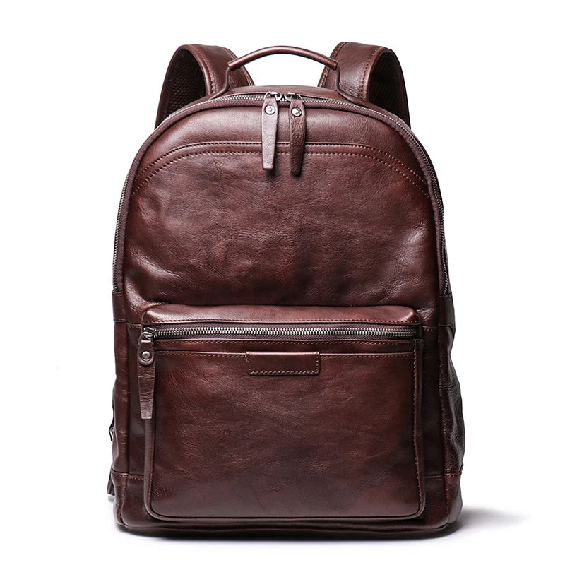 Leather Backpack with Laptop Compartment - Travel & Work