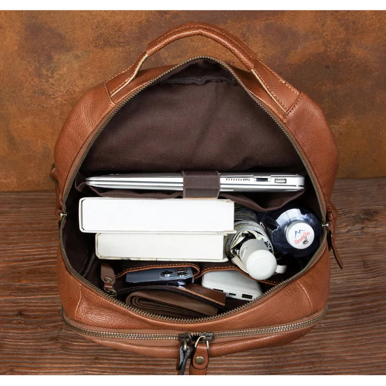 Leather Backpack – Large Capacity Travel & Laptop Bag 15.6 Inch