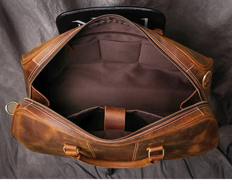 Leather Travel Tote with 14-Inch Laptop Compartment