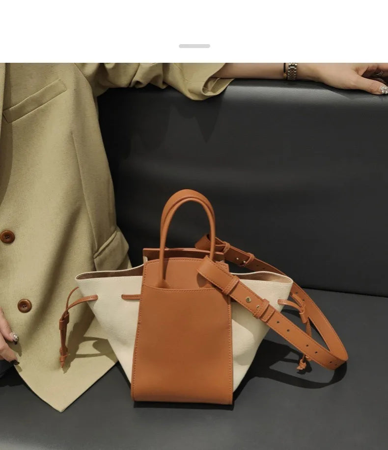 Black Leather Wings Trapeze Tote