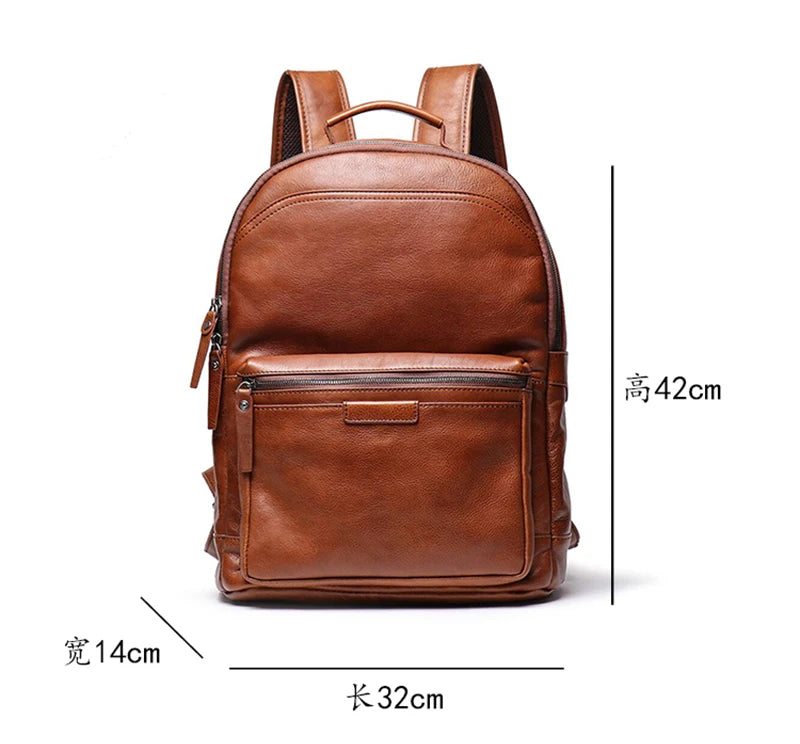 Leather Backpack with Laptop Compartment - Travel & Work