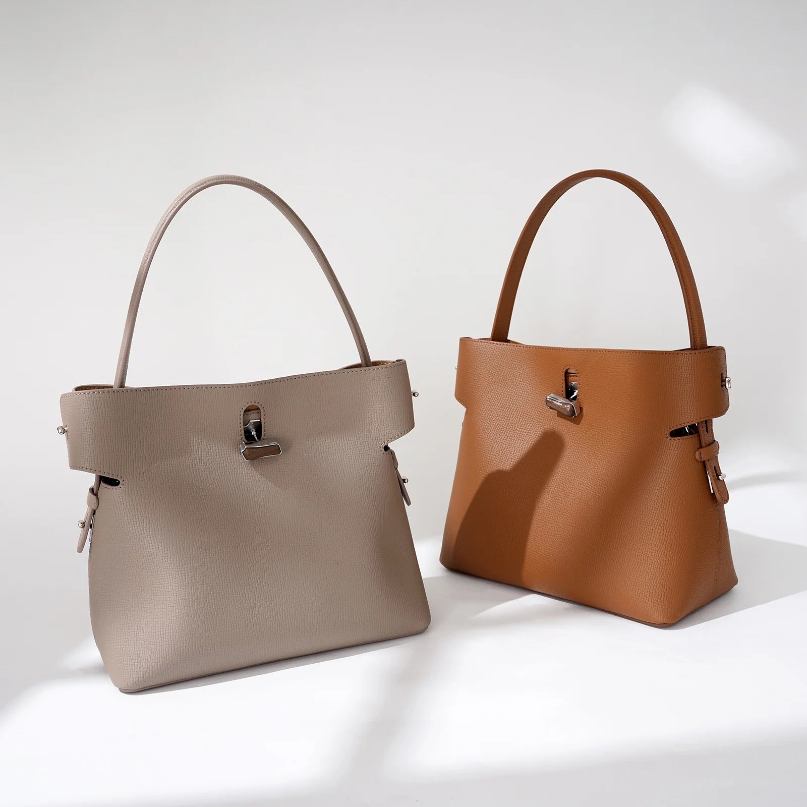 Beige Epsom Leather Bucket Tote 2026