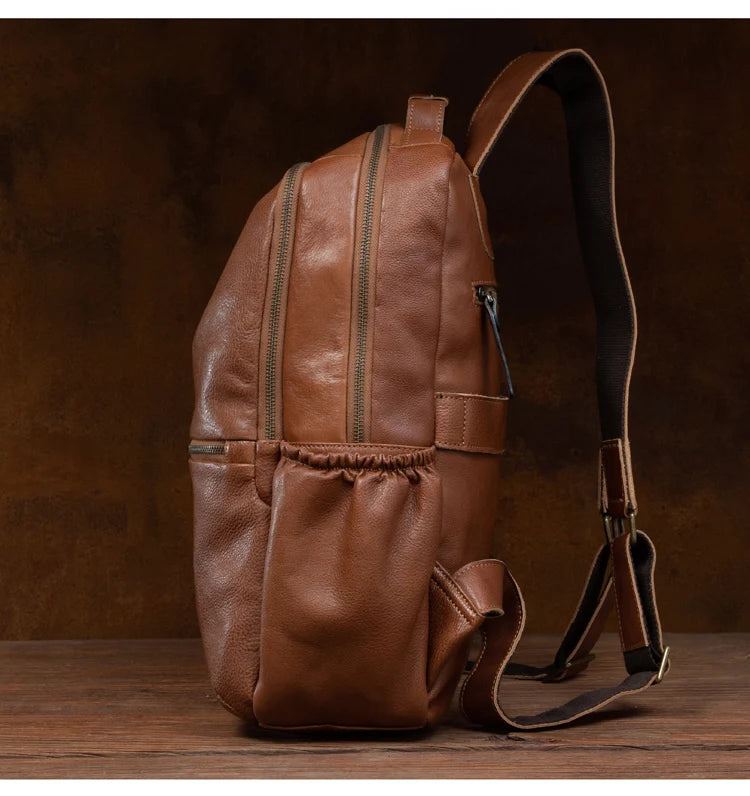 Leather Backpack – Large Capacity Travel & Laptop Bag 15.6 Inch