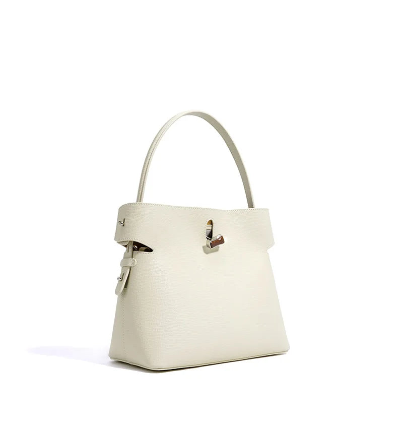 Beige Epsom Leather Bucket Tote 2026