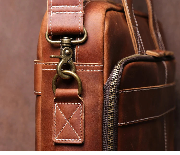 Leather Briefcase 15.6" Laptop Bag – Vintage Business Messenger